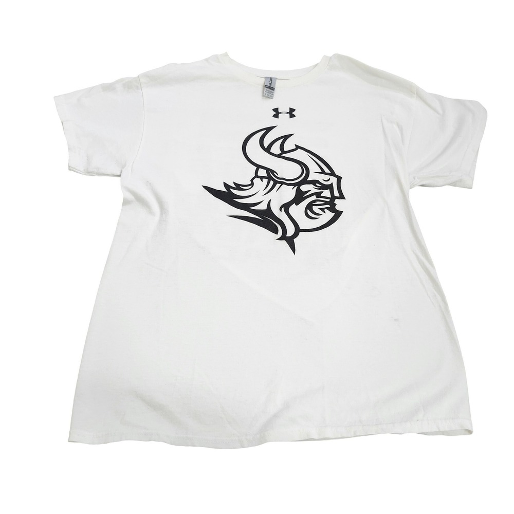 Gildan White Viking Graphic T-Shirt 32 Minutes Organized Chaos Mens Large 14075